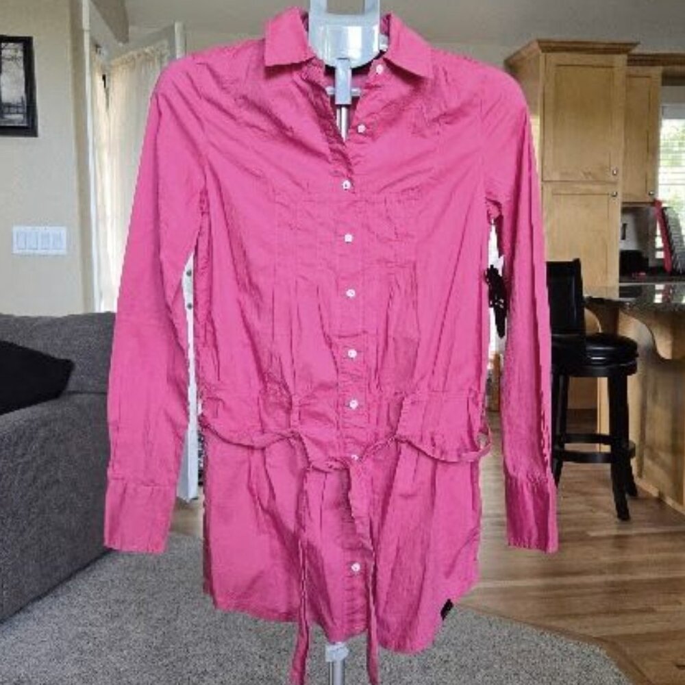 NWT Sean John sz small pink tie waist button down shirt / dress